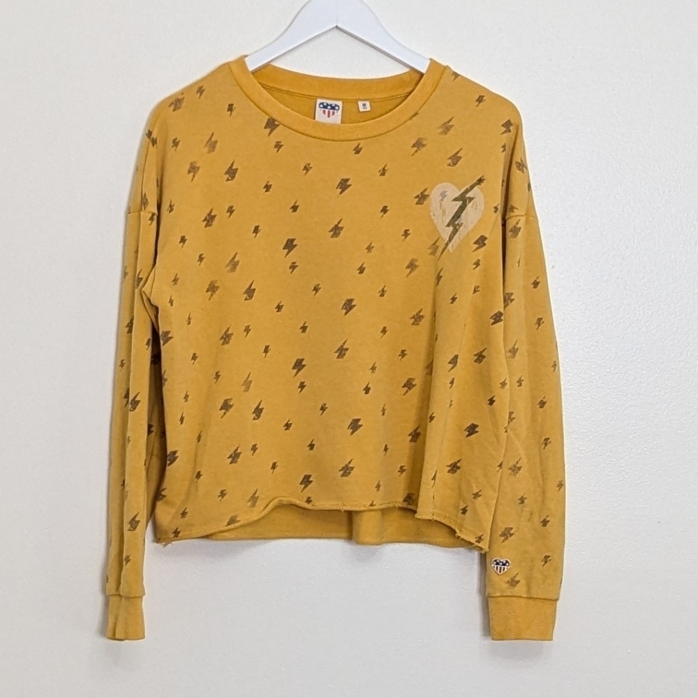Junk Food Sweatshirt Lightning Bolt Yellow Crewneck Medium - Picture 1 of 9